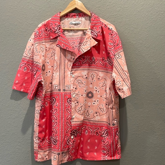 Zara Men’s Sz XL bandana print button down shirt - Picture 1 of 9
